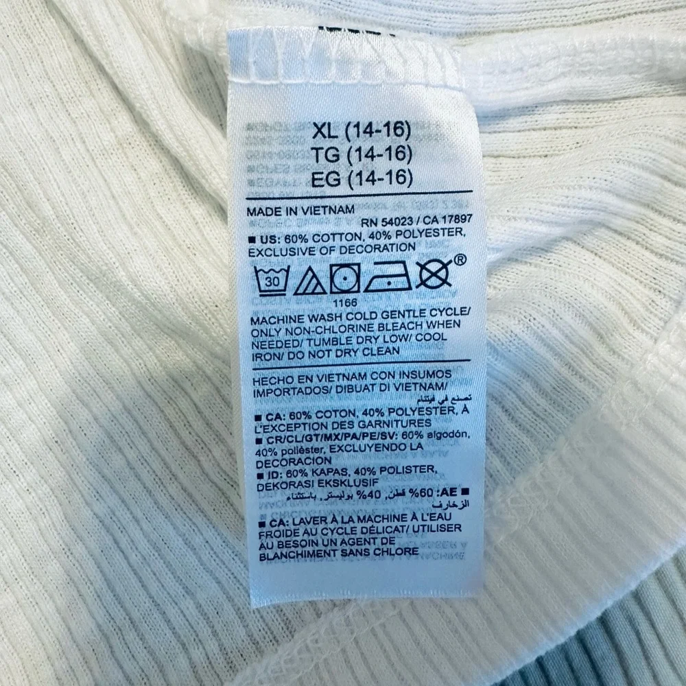 NWT Old Navy White Ribbed Flower Crop Cami Tank / XL (14-16) - Picture 4 of 8